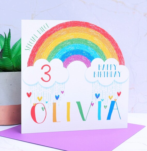 Personalised Handmade Rainbow Birthday Card 1st 2nd 3rd 4th Etsy