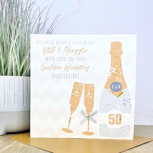 Tarjeta personalizada hecha a mano para 50 aniversario de bodas de oro, hermana, hermano, amigos, mamá y papá