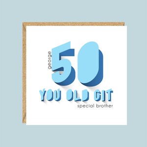 Tarjeta de cumpleaños personalizada para hombre número 50: hijo, nieto, sobrino, hermano, amigo, padrino, esposo, novio, papá, tío
