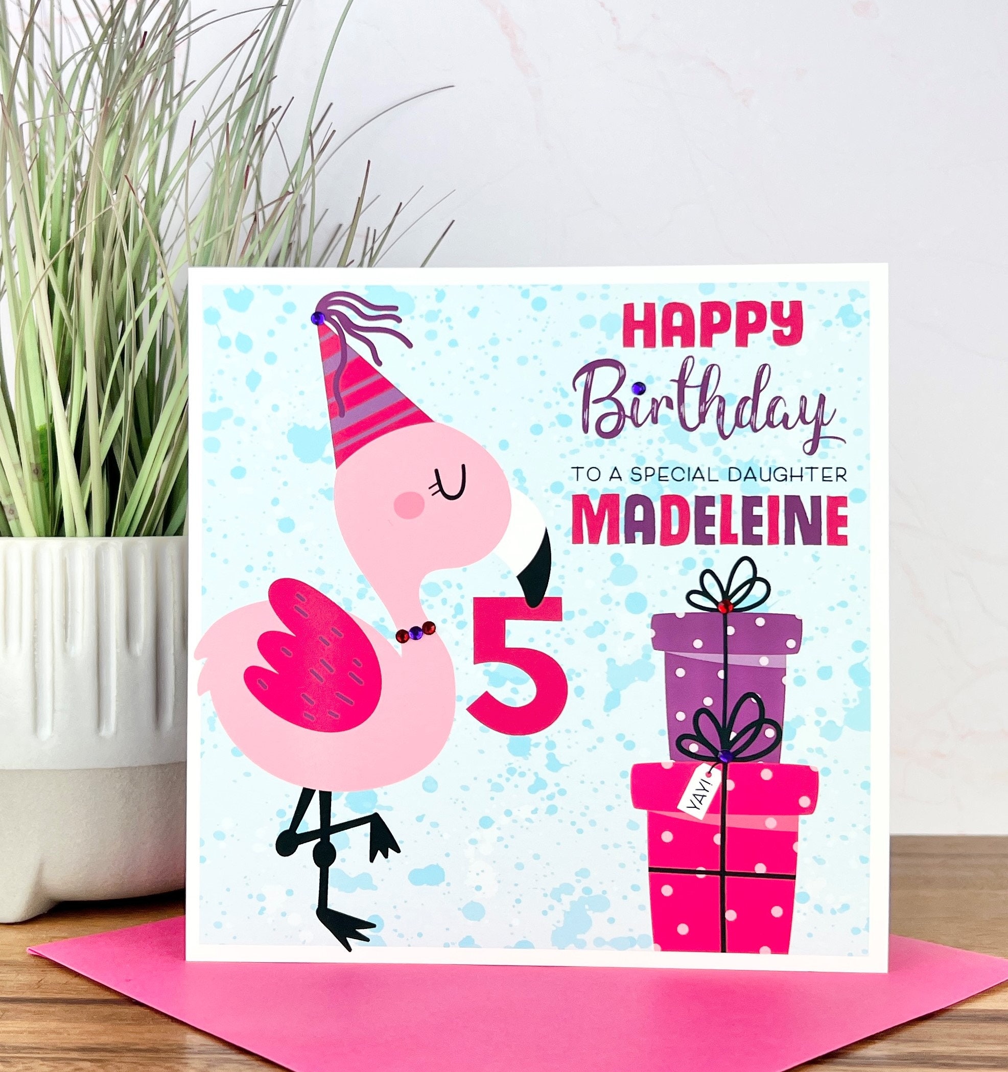 Twizler Geburtstagskarte Für Nichte – Flamingo-Design, 15,5 X 15,5 Cm, Mit Umschlag, Made In UK