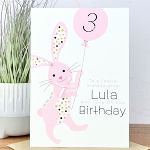Grande carte d'anniversaire fille personnalisée faite main A5 1er 2e 3e 4e 5e 6e 7e 8e fille, nièce, petite-fille, filleule
