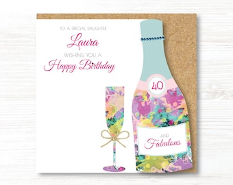 Personalised Handmade Birthday Card, 18th, 21st, 30th, 40th, 50th, 60th, 70th, Mum, Auntie, Friend, Daughter, Granddaughter, Girlfriend