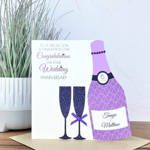 Cartão de aniversário de casamento personalizado feito à mão 1º, 2º, 3º, 4º, 5º, 6º, 7º, 8º, 9º, amigos, filha, filho, mãe e pai, primo, irmã