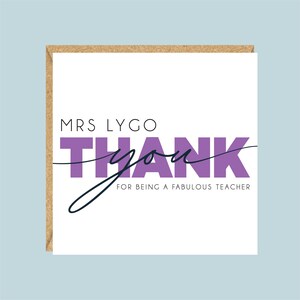 Personalised Thank You Teacher Card