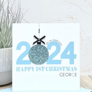 Biglietto di auguri di Natale personalizzato fatto a mano per il primo anno di un neonato, regalo per figlio, nipote, figlioccio, fratello, bambino piccolo, pronipote