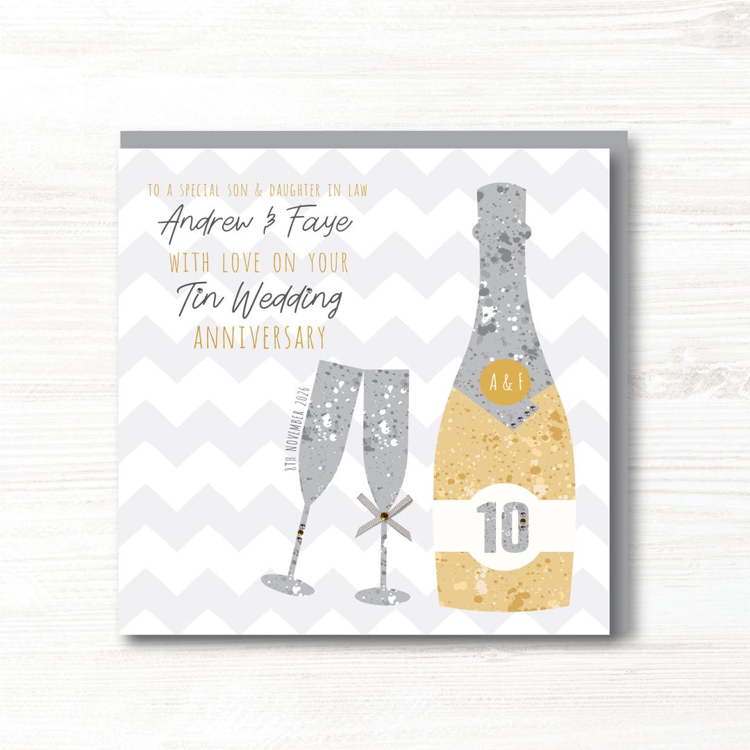 Personalised Handmade Tin/10th Wedding Anniversary Card, Friends ...