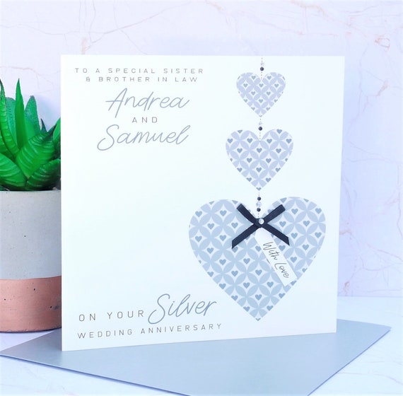 Personalised Handmade Silver 25th Wedding Anniversary Card Etsy