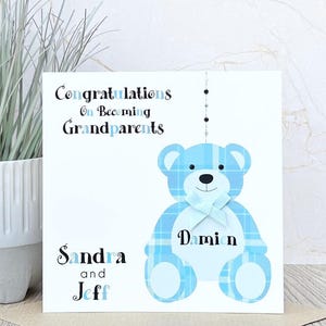 Tarjeta para nuevos abuelos, hecha a mano y personalizada, regalo para nietos, recuerdo, osito de peluche