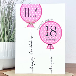 Grande carte d'anniversaire personnalisée A5 faite main, 16e, 18e, 21e, 30e, 40e, 50e, 60e, 70e, 80e fille, nièce, ami, petite-fille
