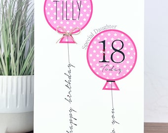 Large A5 Personalised Handmade Birthday Card, 16th, 18th, 21st, 30th, 40th, 50th, 60th, 70th, 80th Daughter, Niece, Friend, Granddaughter