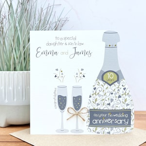 Tarjeta personalizada hecha a mano del décimo aniversario de boda, hermana, hermano, tía, mamá y papá, amigos