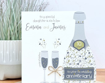 Tarjeta personalizada hecha a mano del décimo aniversario de boda, hermana, hermano, tía, mamá y papá, amigos