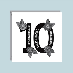 Carte personnalisée 10e anniversaire de mariage en étain