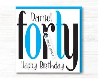 Personalised Handmade Male 40th Birthday Card Son, Brother, Cousin, Uncle, Friend