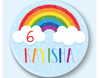 Personalised Rainbow Age Badge, Gift, 1st, 2nd, 3rd, 4th, 5th, 6th, 7th, 8th, 9th, 10th, 11th, 12th, Daughter, Granddaughter, Niece, Friend