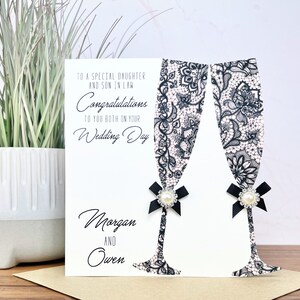 Parabéns personalizados feitos à mão no cartão do dia do casamento, filho, filha, irmã, irmão, amigos