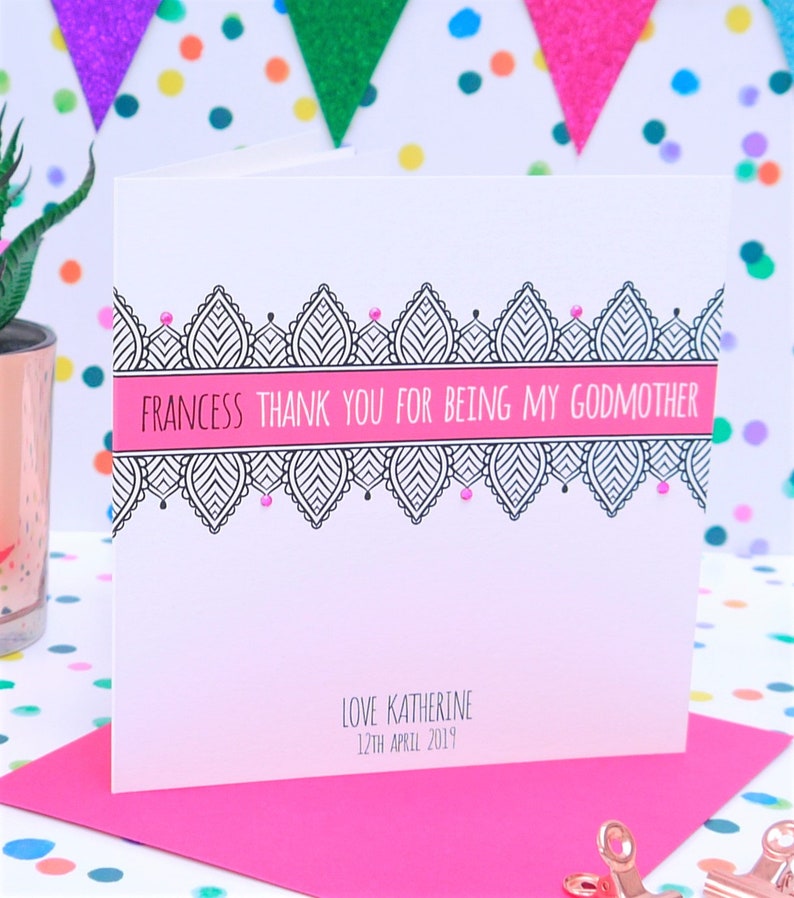 Personalised Handmade Thank You Godmother Card