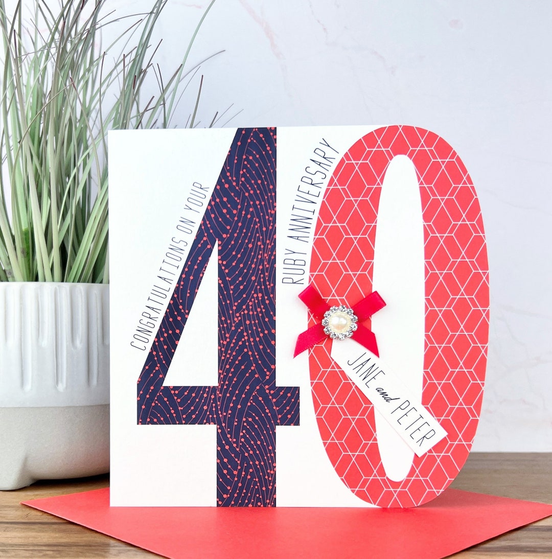 Personalised Handmade Ruby 40th Wedding Anniversary Card - Etsy