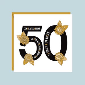 パーソナライズされた金婚式 50 周年記念カード