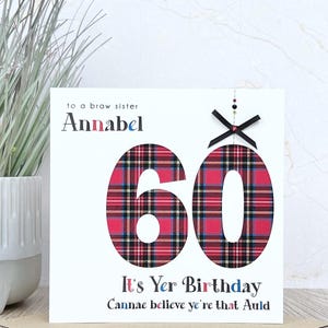 Carte d'anniversaire écossaise faite main personnalisée 18e, 21e, 30e, 40e, 50e, 60e, 70e, soeur, ami, fille, maman, tante, petite-fille