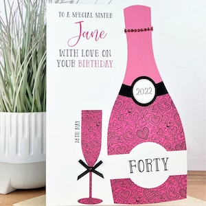 Large A5 Personalised Handmade Birthday Card, 16th,18th,21st,30th,40th,50th,60th,70th,80th Daughter Niece Friend