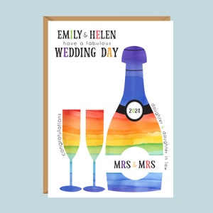 Cartão de casamento LGBT grande personalizado A5, casamento gay, senhora e senhora, casal gay, casamento lésbico, presente para filha, sobrinha, neta