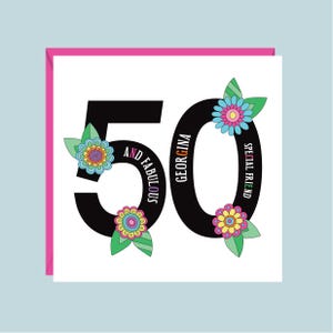 Carte d'anniversaire personnalisée, 18e, 21e, 30e, 40e, 50e, 60e, 70e, 80e, fille, petite-fille, nièce, soeur, filleule, amie