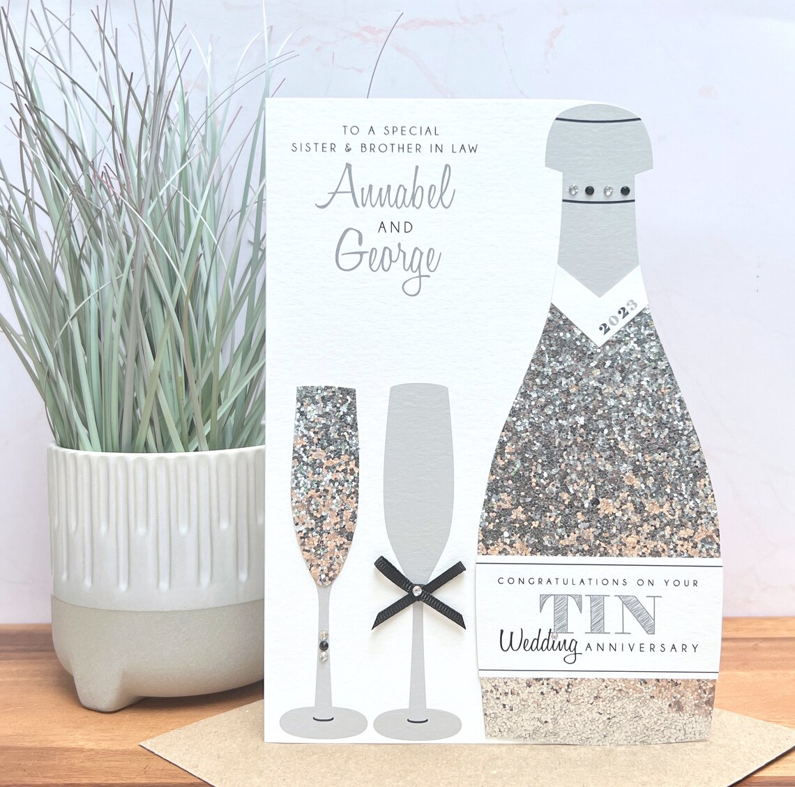 Large Luxury A5 Personalised Handmade Tin 10th Wedding Anniversary Card ...