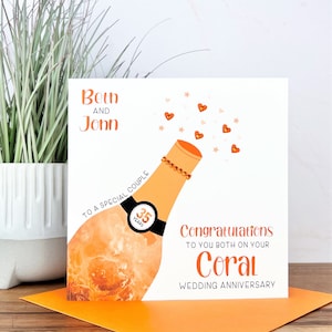 Tarjeta personalizada de coral del 35 aniversario de bodas