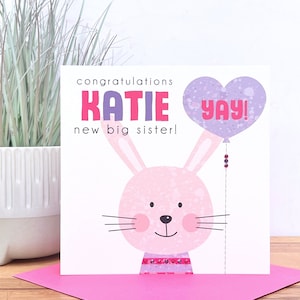 Tarjeta Nueva Hermana Mayor Personalizada Hecha A Mano
