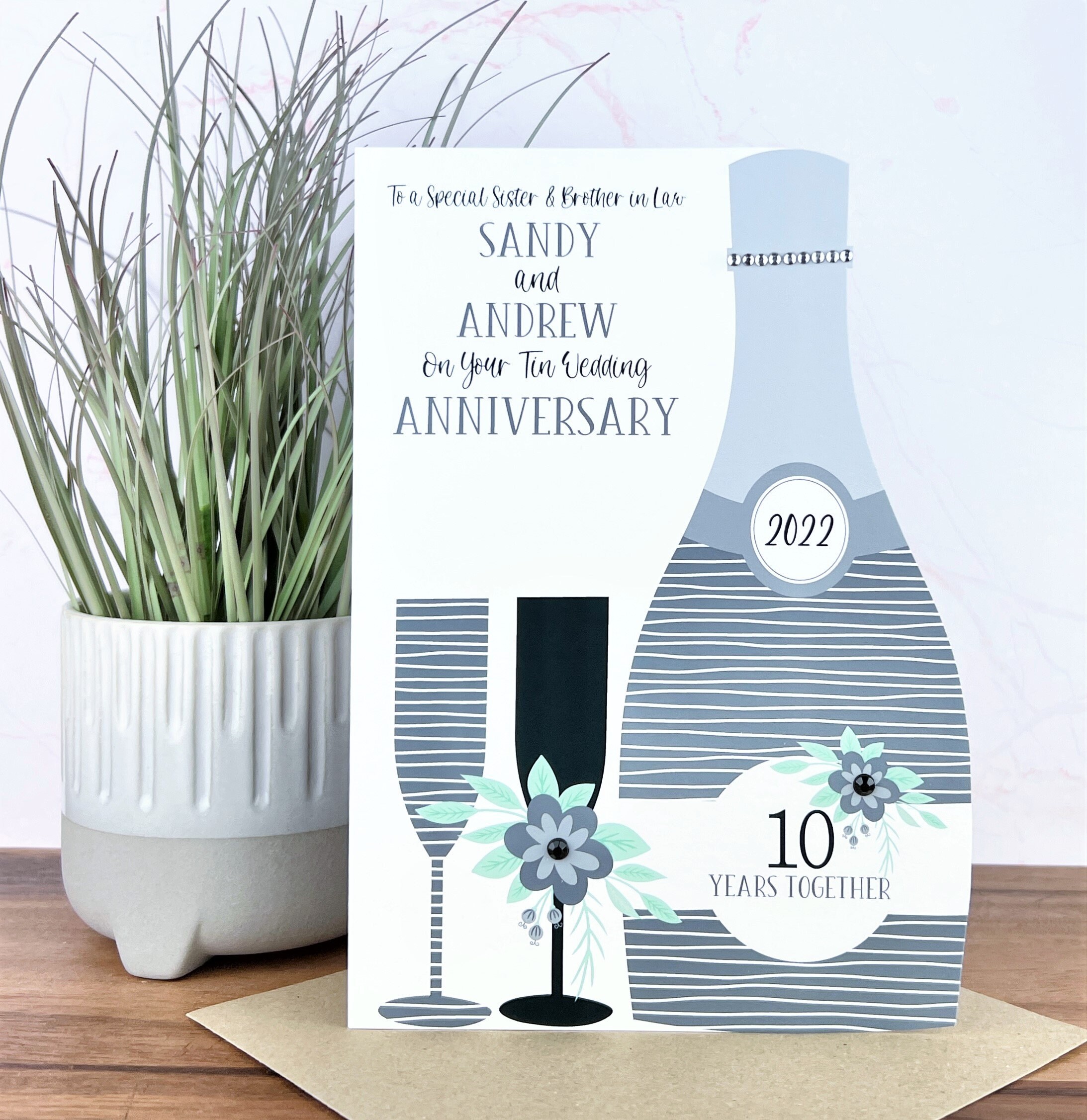 Carta Personalizzata Fatta A Mano In Latta / 10 ° Anniversario Di - Foto 9