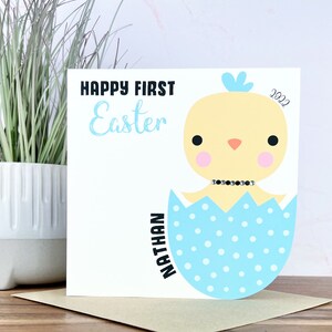 Cartolina di Pasqua personalizzata per ragazzo fatto a mano / Prima carta di Pasqua 1 ° Pasqua Figlio Nipote nipote