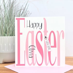 Personalisierte Handgemachte Mädchen Osterkarte/Erste 1. Osterkarte