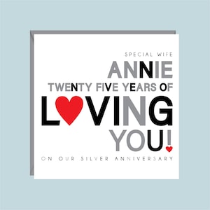 Tarjeta de aniversario de bodas de plata personalizada/25 aniversario, esposo, esposa