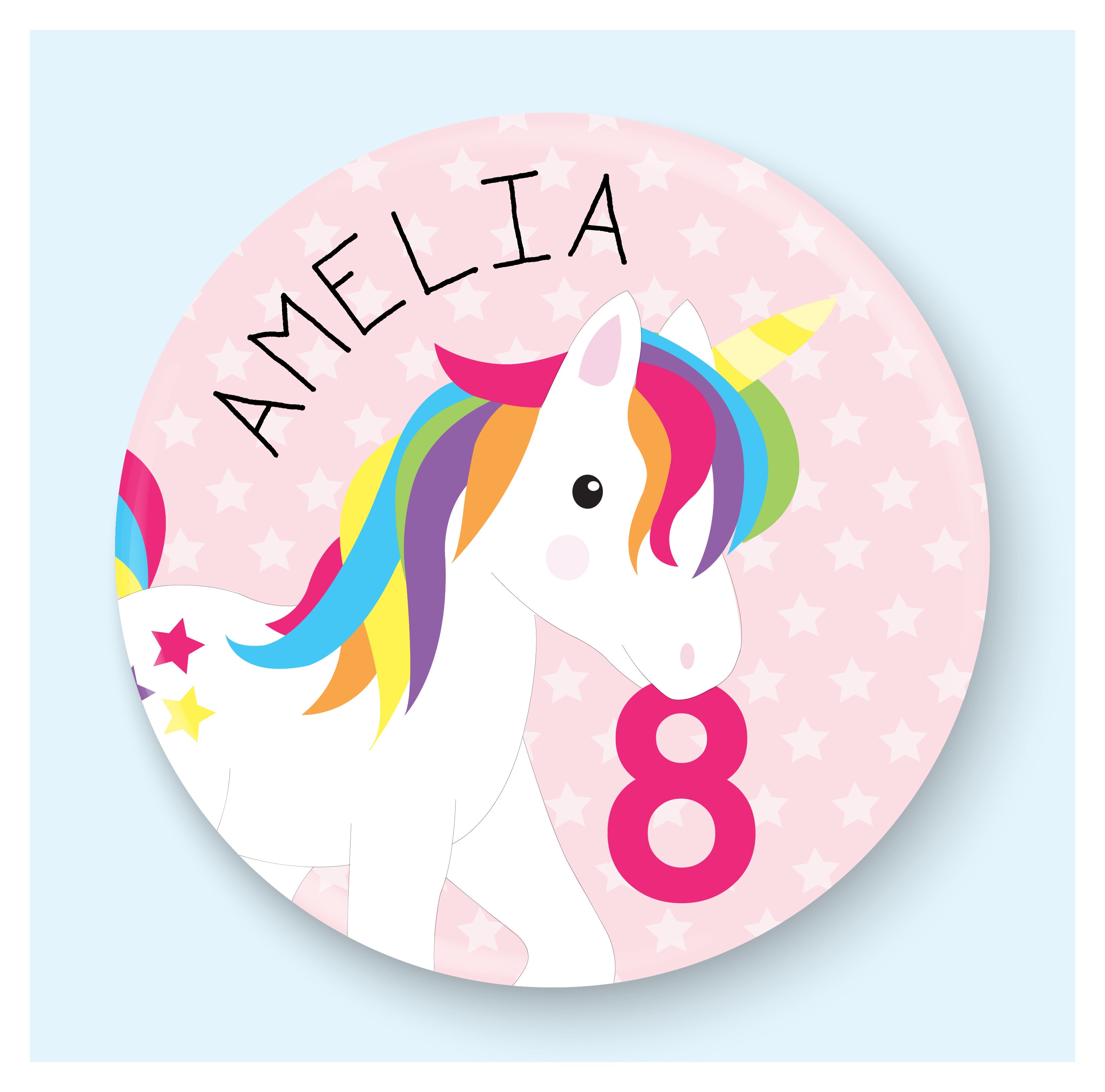 Personalised Unicorn Girls Age Badge,1st, 2nd,3rd, 4th, 5th, 6th, 7th, 8th, 9th