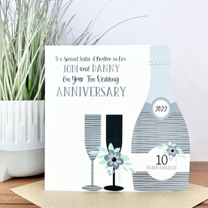Tarjeta personalizada de lata hecha a mano del 10º aniversario de bodas, hermana, hermano, tía, hija, sobrina, hijo, sobrino, amigos
