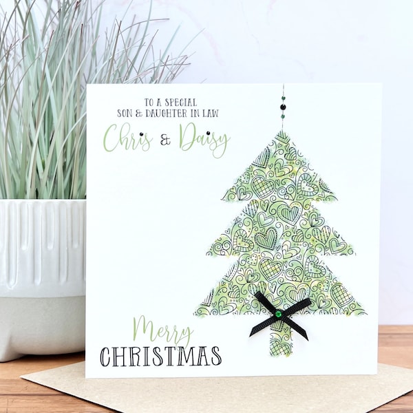 Personalised Handmade Christmas Card, Friends, Daughter, Granddaughter, Grandson, Niece , Mum and Dad