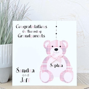 Tarjeta para nuevos abuelos, hecha a mano y personalizada, nieta, regalo, recuerdo, osito de peluche