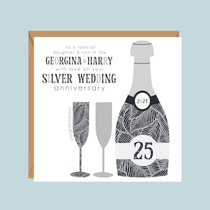 Tarjeta personalizada de plata del 25 aniversario de bodas, regalo para hija, nieta, sobrina, hermana, tía, nieto, hijo, sobrino, amigos