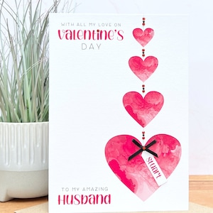 Grote A5 gepersonaliseerde handgemaakte Valentijnsdagkaart, man vrouw vriendin vriendje