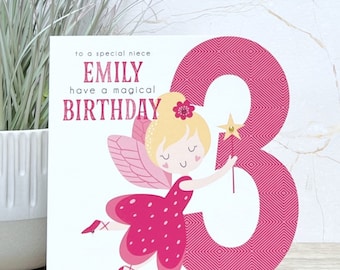 Personalised Safari Animals Birthday Card For Little Girl