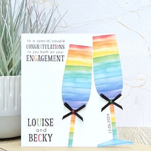 Gepersonaliseerde handgemaakte LGBT-verlovingskaart, homopaar, lesbienne, homo, verloving