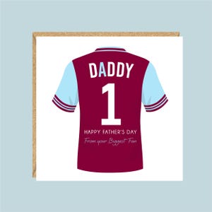 Personalisierte Fußball Vatertagskarte, West Ham Farben, Daddy, Dad, Grandad, Pa