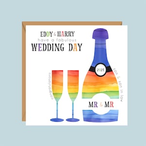 Carte de mariage LGBT personnalisée, mariage gay, Mr & Mr, couple gay, mariage gay, cadeau pour fils, neveu, petit-fils, filleul, amis