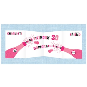 Carte d'anniversaire en accordéon personnalisée 18e 21e 30e 40e 50e 60e 70e 80e, fille soeur nièce petite-fille amie tante maman nan