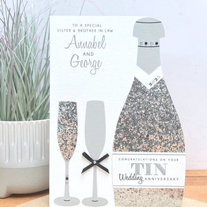 Tarjeta grande de lujo A5 personalizada hecha a mano para el décimo aniversario de boda, hijo, amigos, hija, mamá y papá