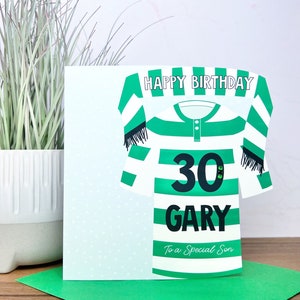Gepersonaliseerde handgemaakte voetbal verjaardagskaart, Keltische kleuren 16e 18e 30e 40e 50e 60e 70e Zoon Broer Kleinzoon Uncle Dad