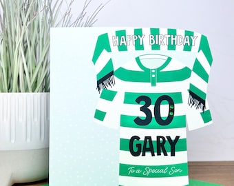 Personalised Handmade Football Birthday Card, Celtic Colours 16th 18th 30th 40th 50th 60th 70th Son Brother Grandson Uncle Dad