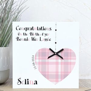 Personalised Handmade Scottish New Baby Girl Card