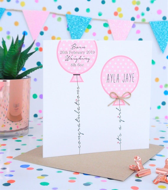 Baby Girl Available Personalised Handmade Beautiful New Born Baby Boy Card